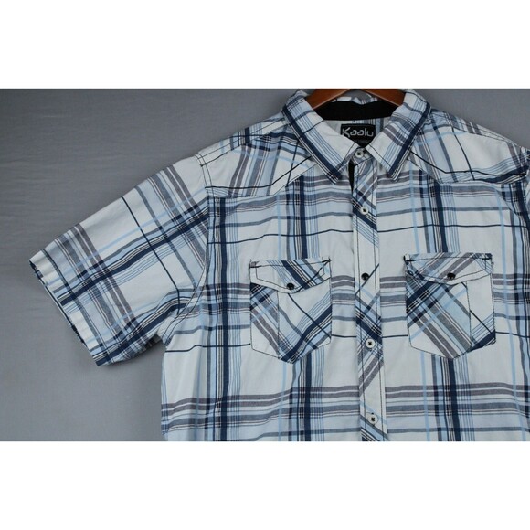Kaalu Polo Shirt Plaid Multicolor Short Sleeve Button Streetwear Mens Large - Picture 7 of 10